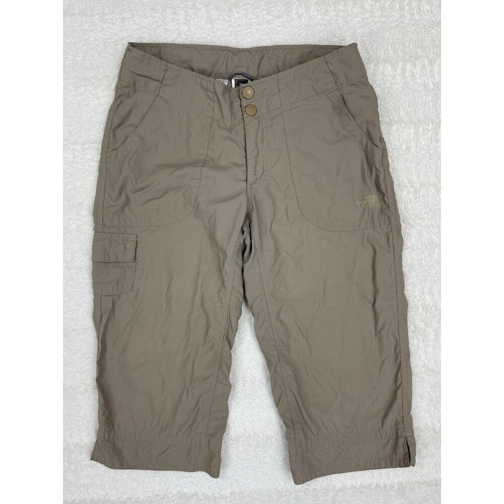 The North Face Womens Capri Pants 8 Tan Khaki Cargo Hiking Outdoor Pockets